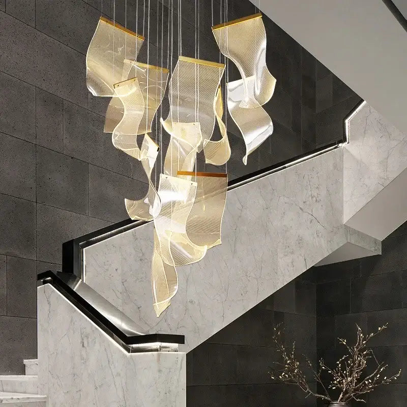 Gold Mesh Duplex Chandelier