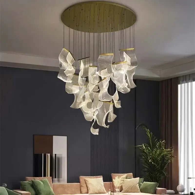Gold Mesh Duplex Chandelier