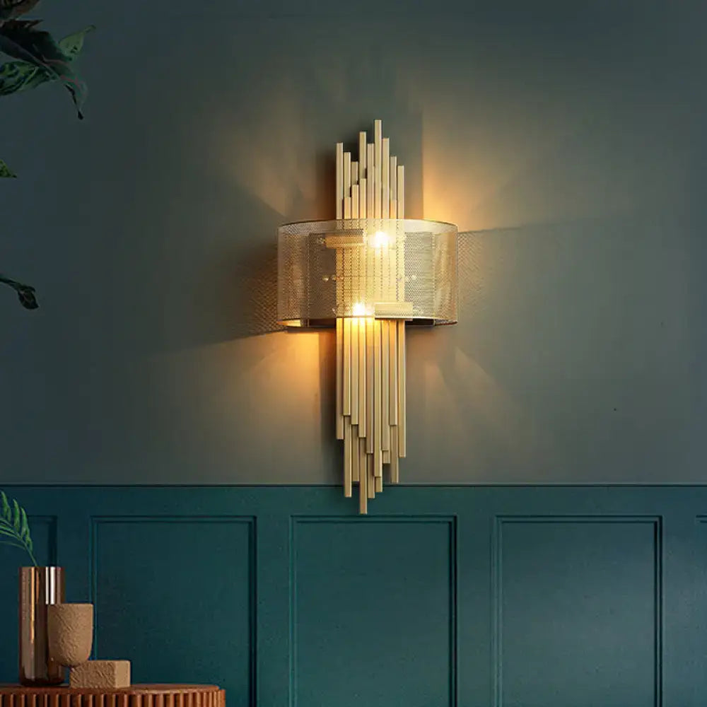 Gold Mesh Dual-Head Sconce Lamp