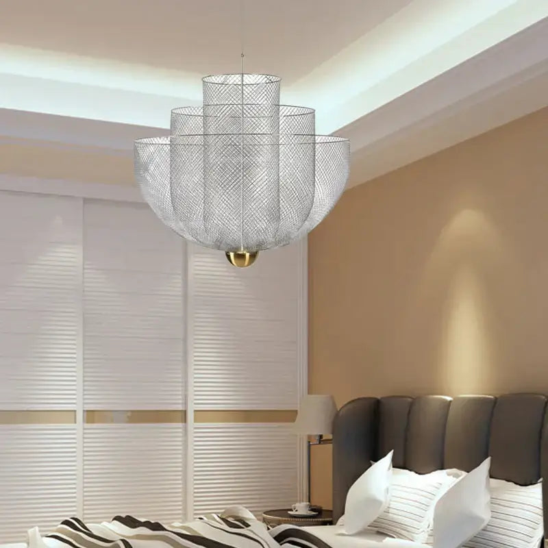 Gold Mesh Tiered Chandelier