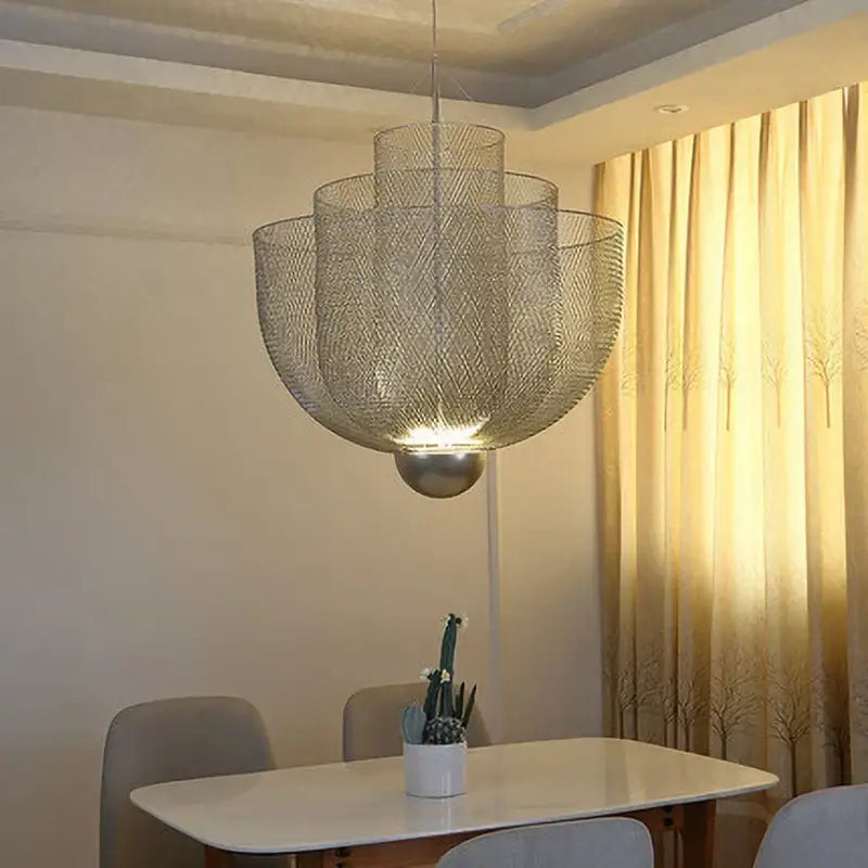Gold Mesh Tiered Chandelier