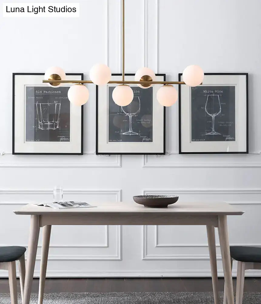 Gold Metal Spherical Seven-Light Island Pendant