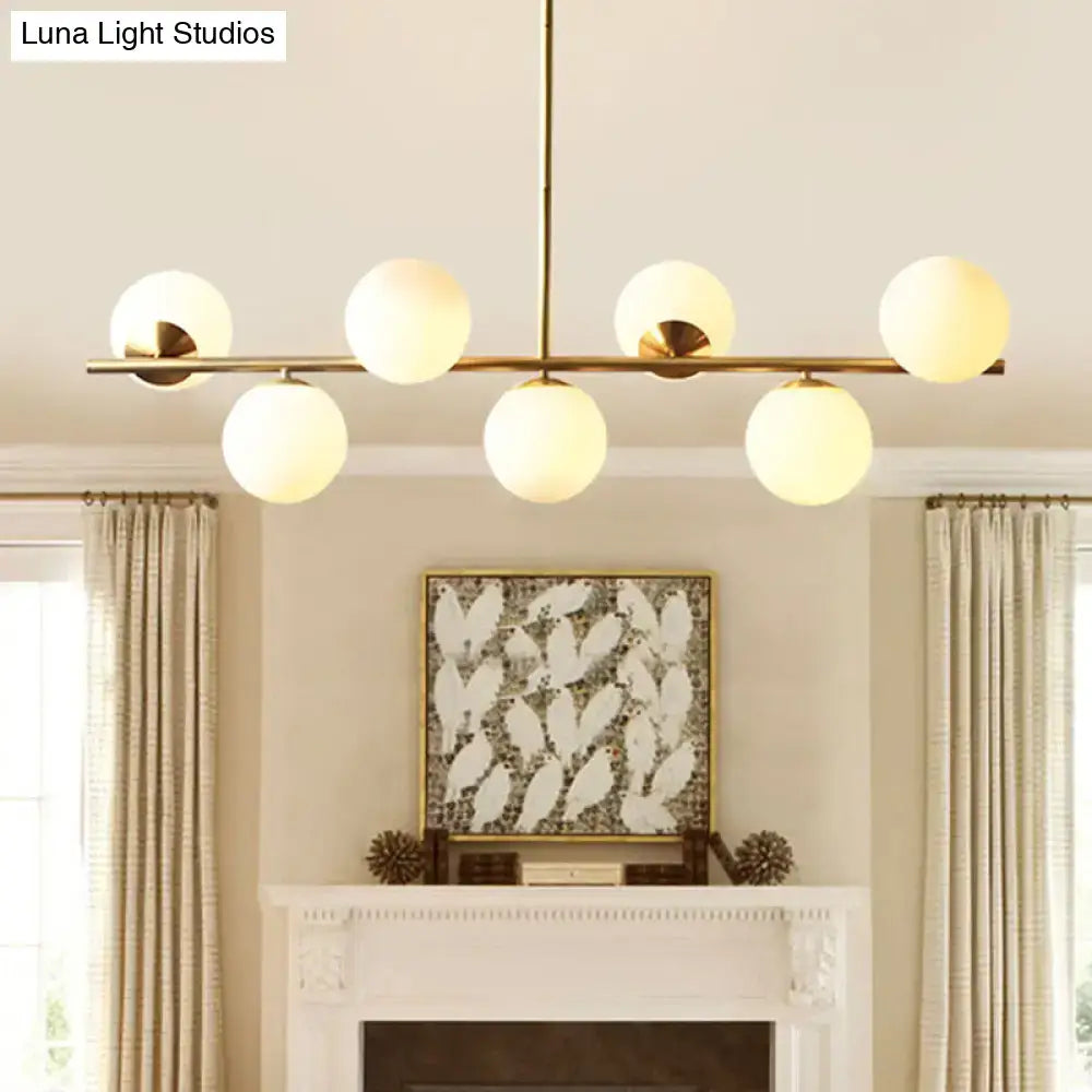 Gold Metal Spherical Seven-Light Island Pendant