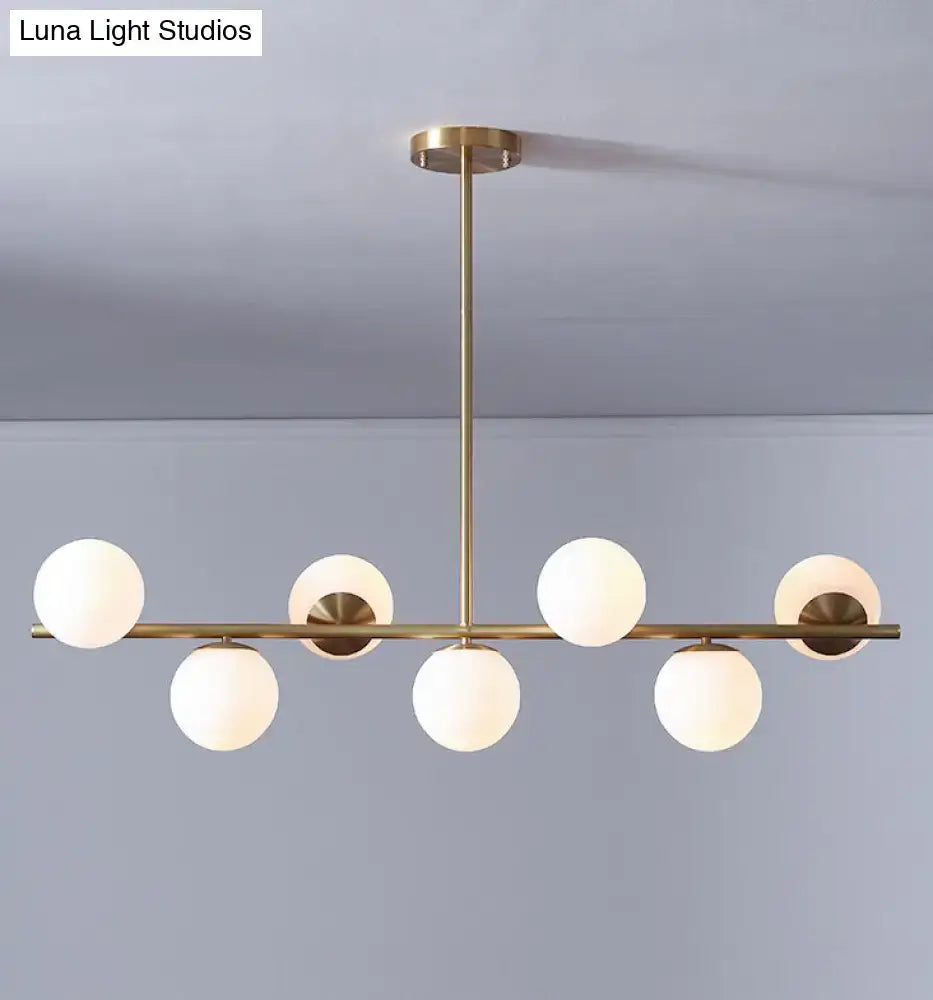 Gold Metal Spherical Seven-Light Island Pendant