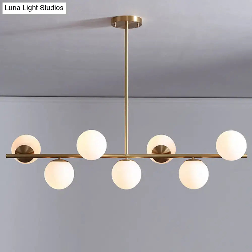 Gold Metal Spherical Seven-Light Island Pendant