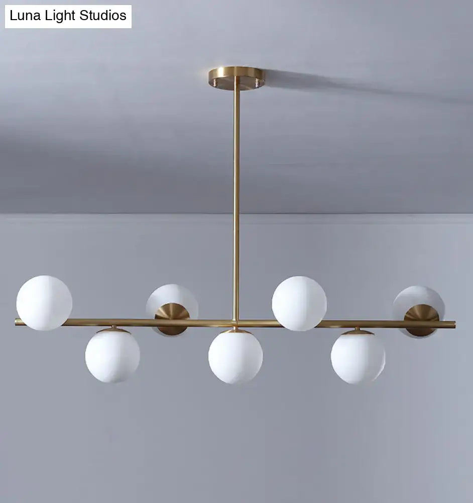 Gold Metal Spherical Seven-Light Island Pendant