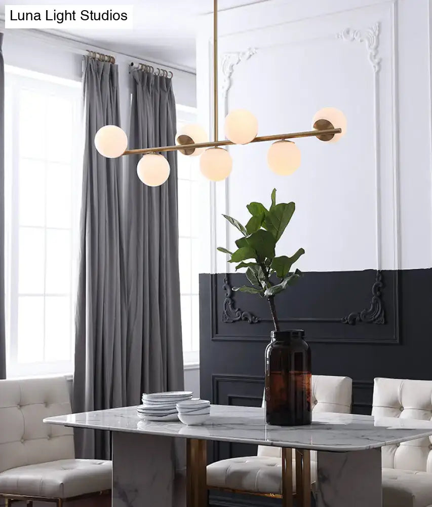 Gold Metal Spherical Seven-Light Island Pendant
