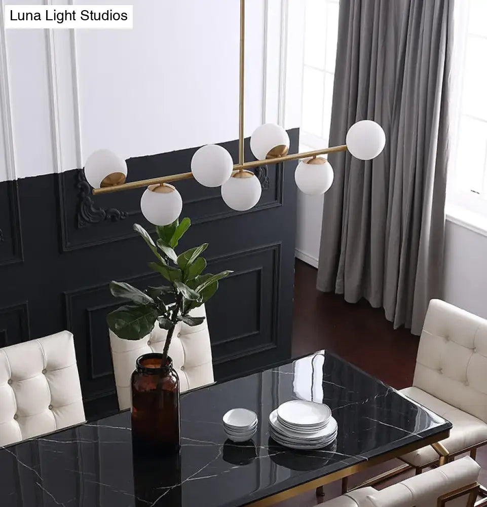 Gold Metal Spherical Seven-Light Island Pendant