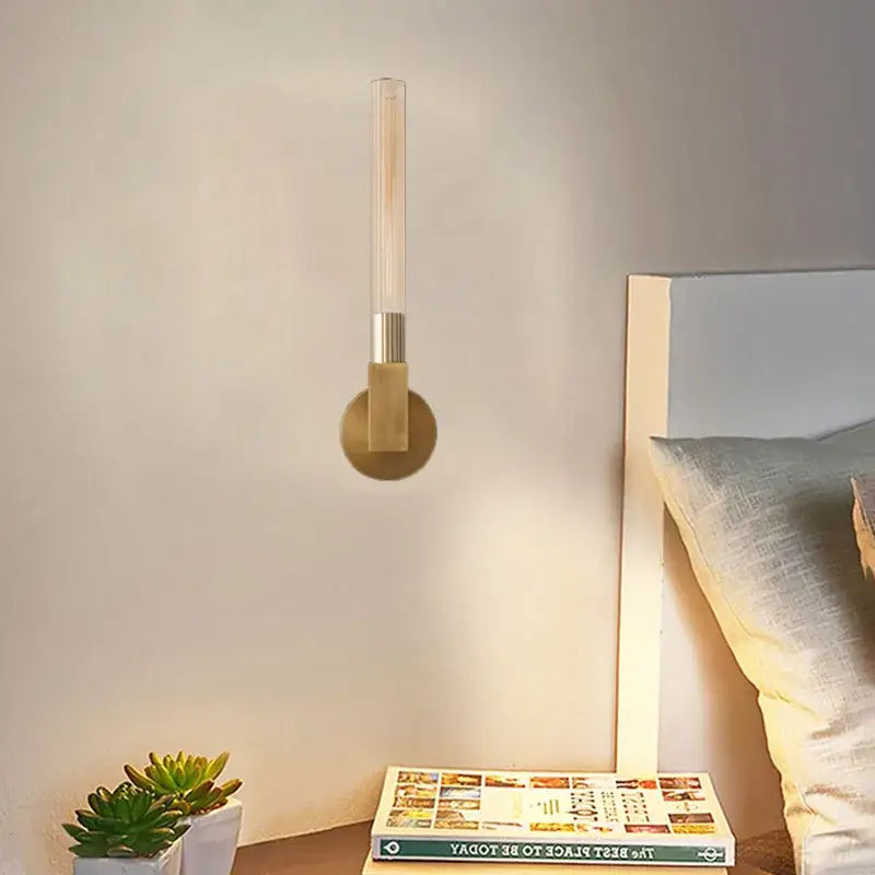 Gold Glass 2-Light Bathroom Wall Sconce