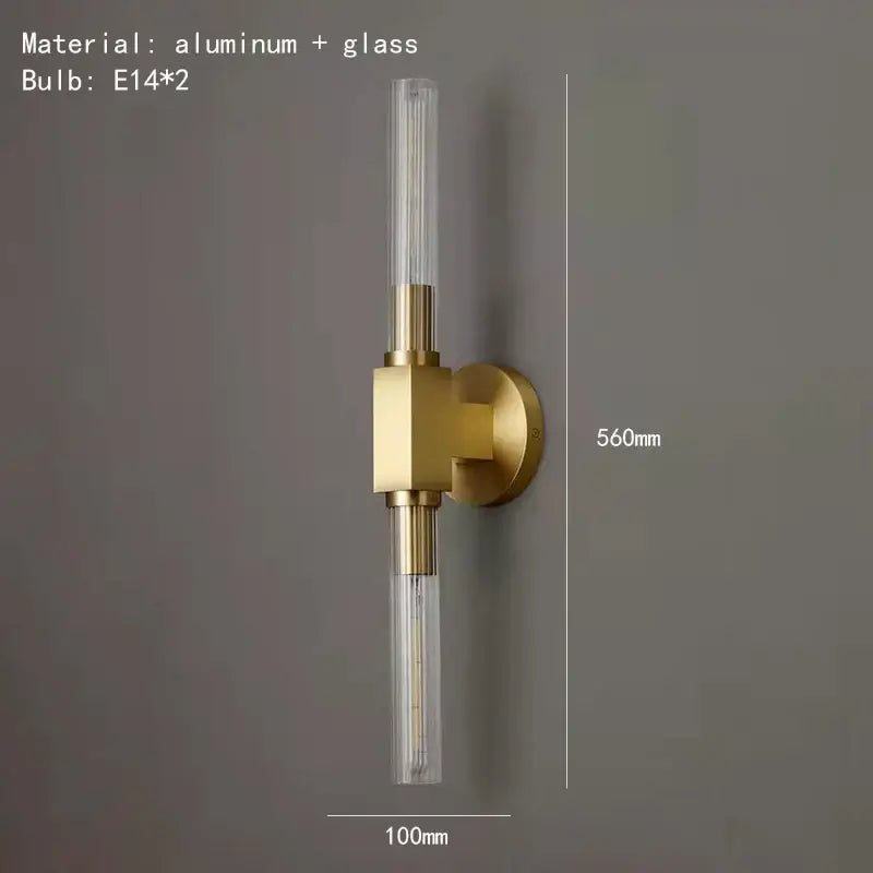 Gold Glass 2-Light Bathroom Wall Sconce