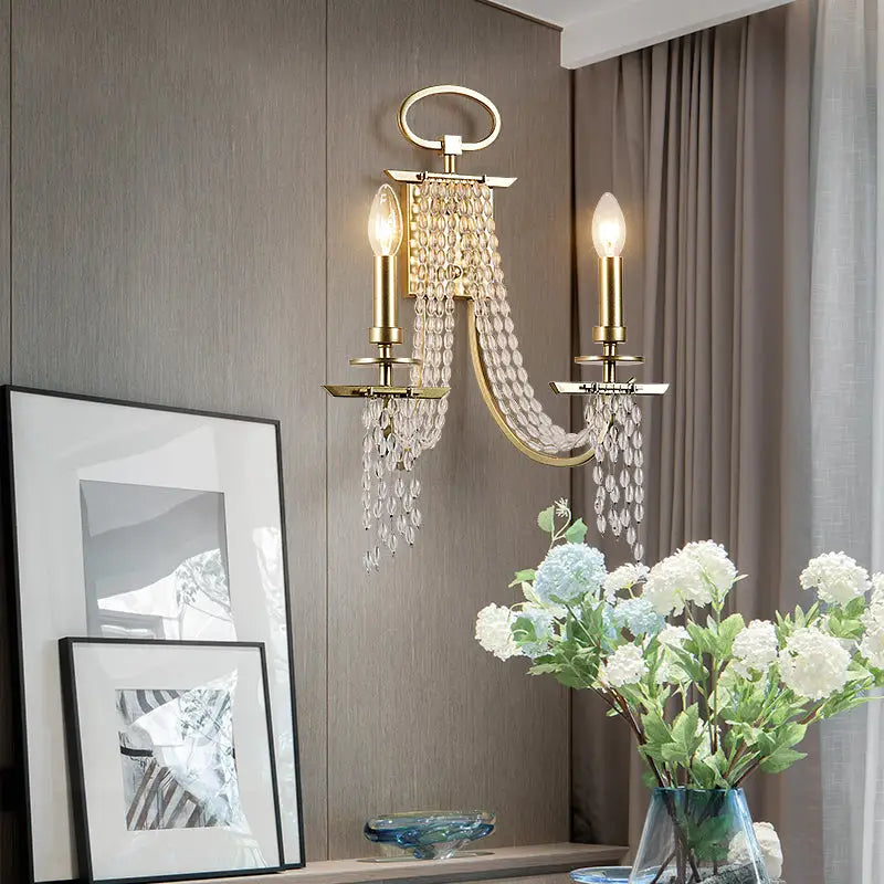 Gold Crystal Candle Sconce