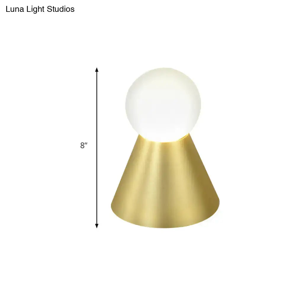 Gold Conical Frosted-Globe Wall Sconce