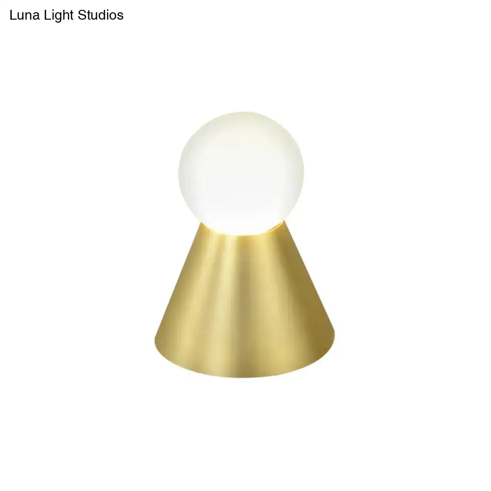 Gold Conical Frosted-Globe Wall Sconce