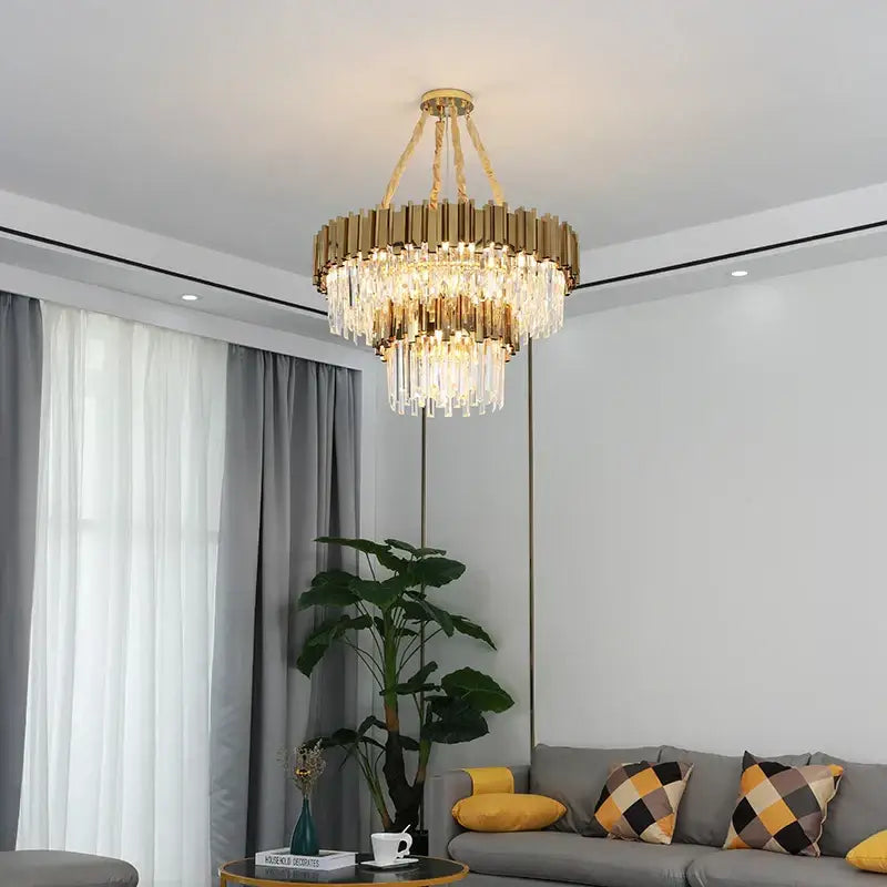 Gold Crystal Chandelier Pendant for Dining Room