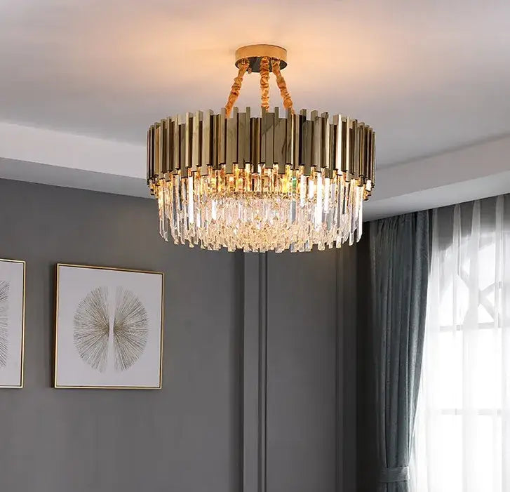 Gold Crystal Chandelier Pendant for Dining Room