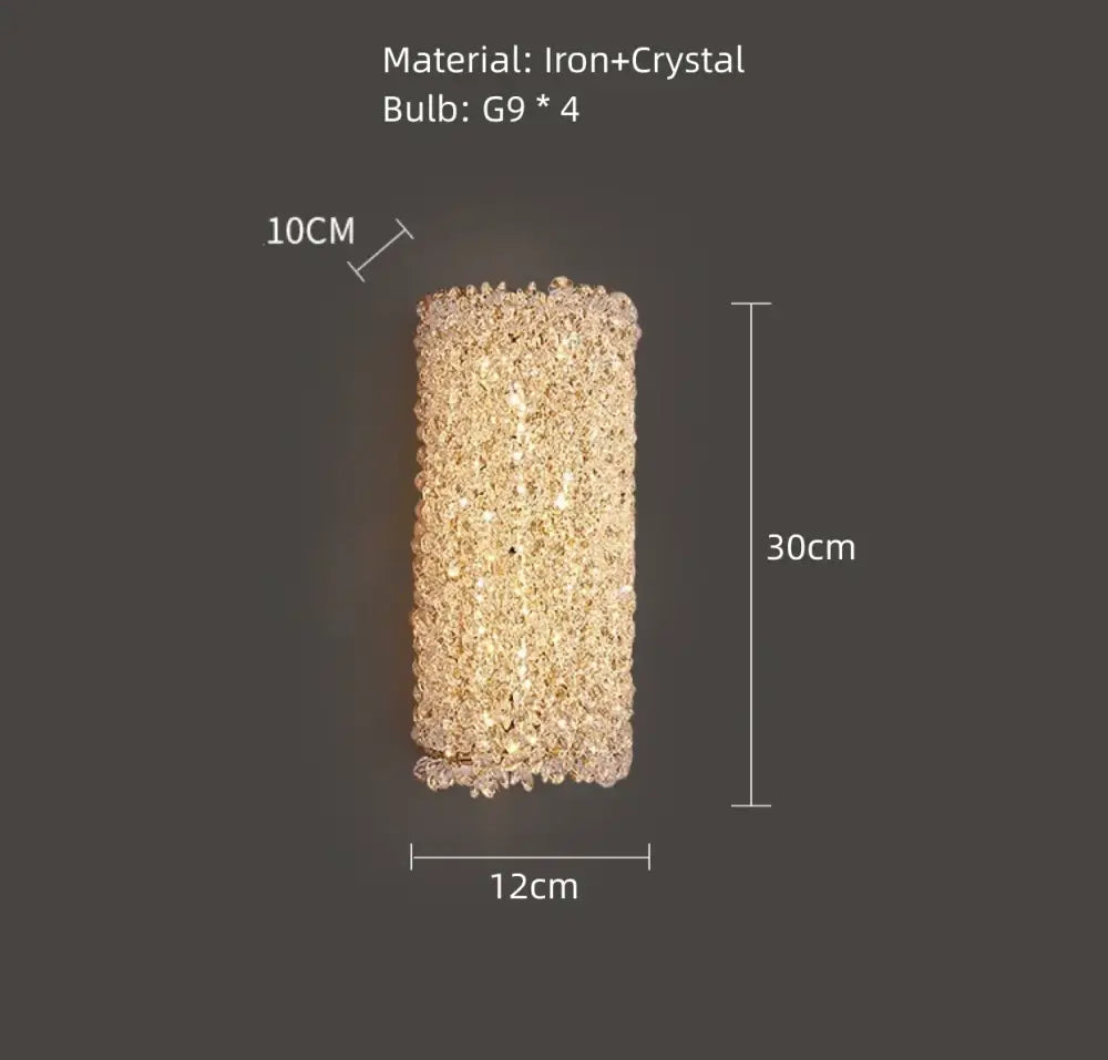 Gold Crystal Wall Light for Bedrooms and Stairs