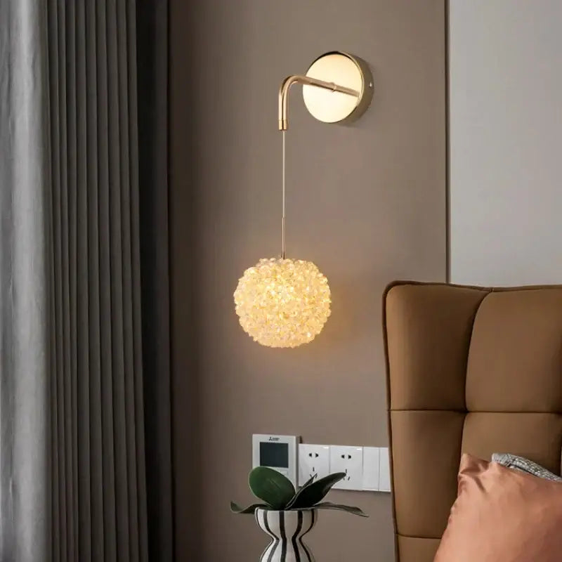 Gold Crystal Wall Light for Bedrooms and Stairs