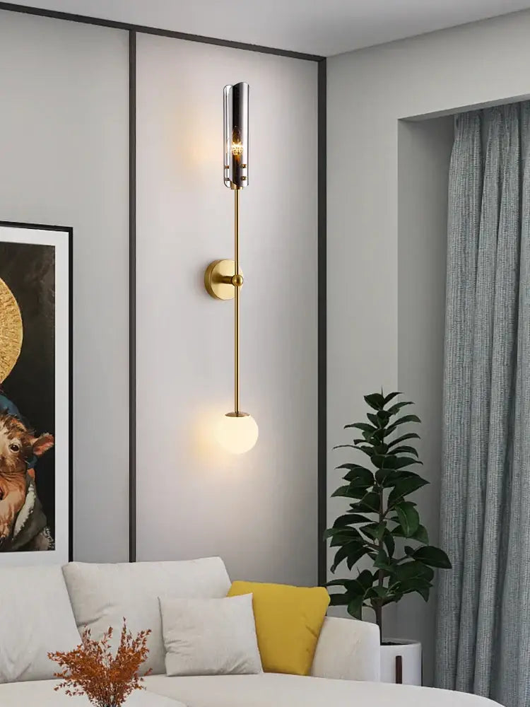 Gold Frosted Globe Wall Sconce for Bedrooms