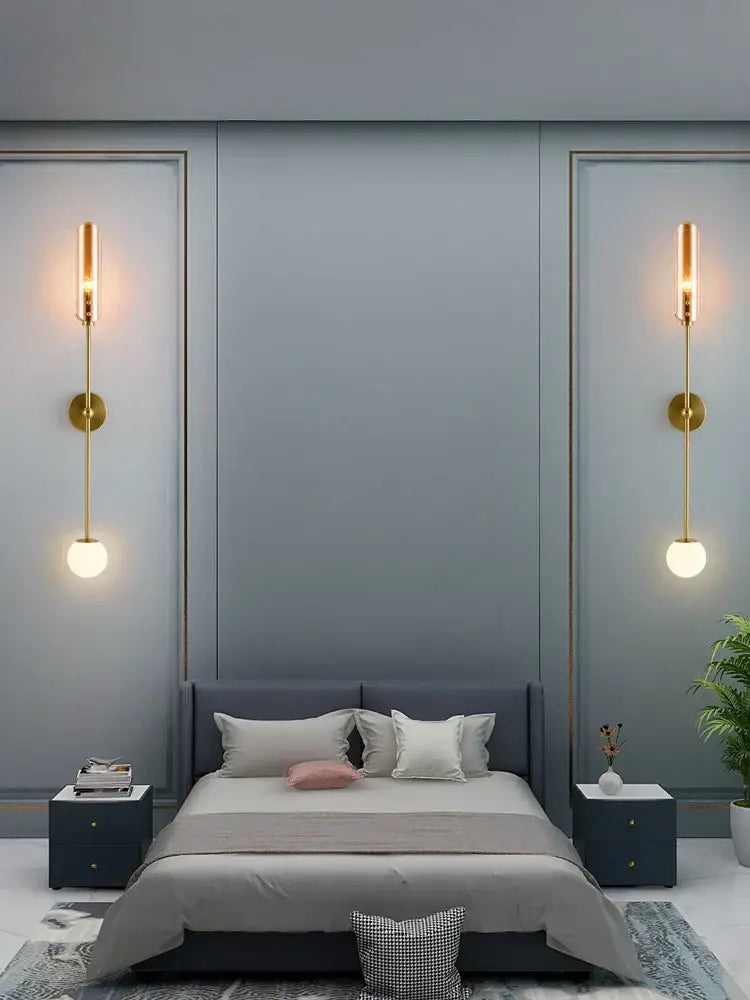 Gold Frosted Globe Wall Sconce for Bedrooms