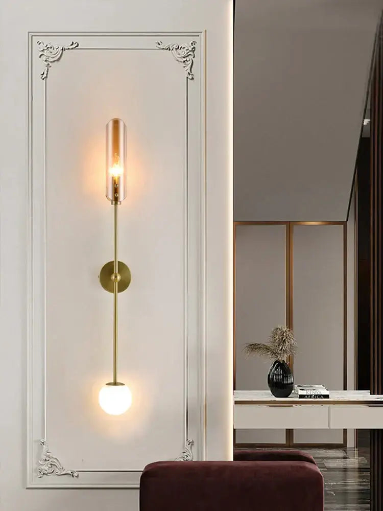 Gold Frosted Globe Wall Sconce for Bedrooms