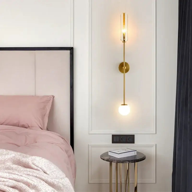 Gold Frosted Globe Wall Sconce for Bedrooms