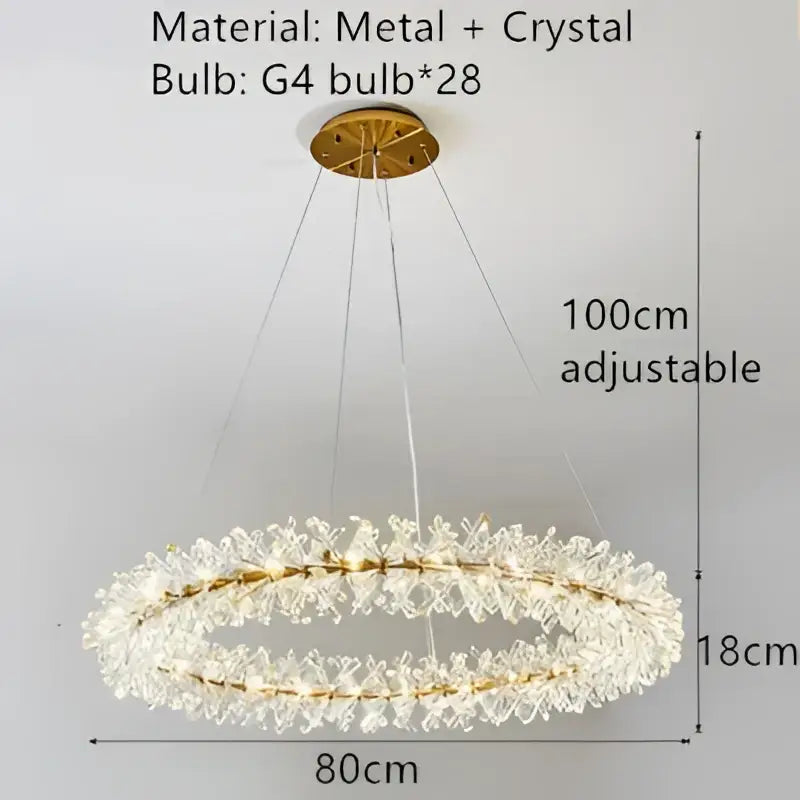 Gold Crystal Wire Dining Chandelier Light