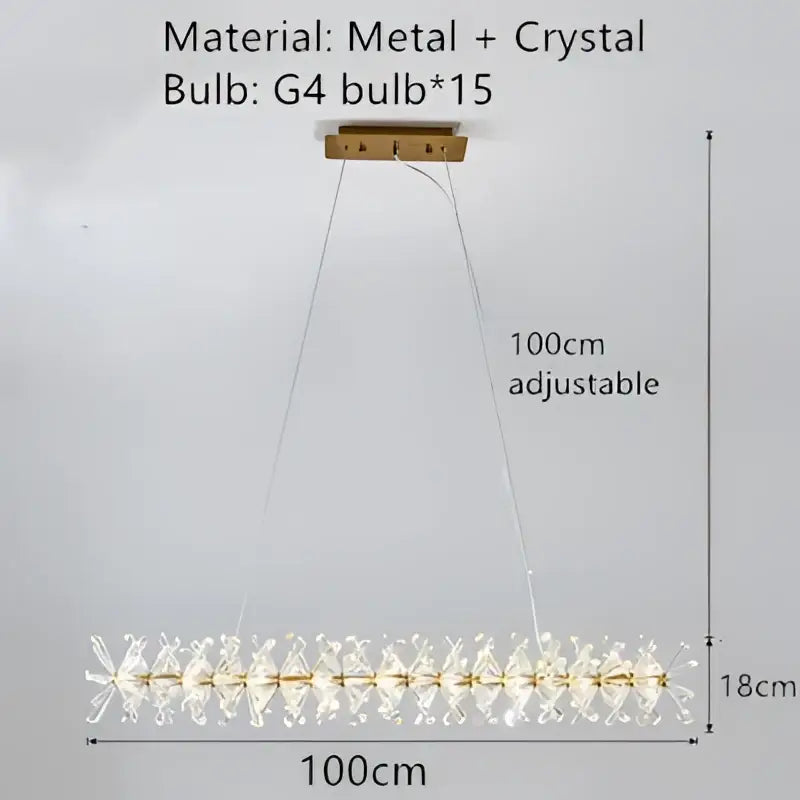Gold Crystal Wire Dining Chandelier Light