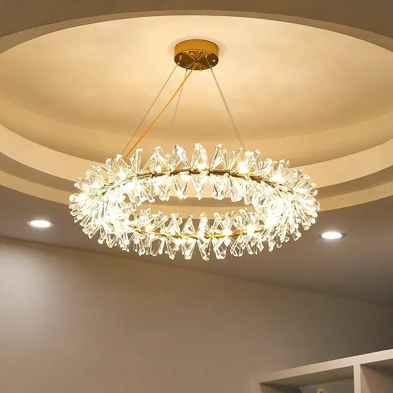 Gold Crystal Wire Dining Chandelier Light