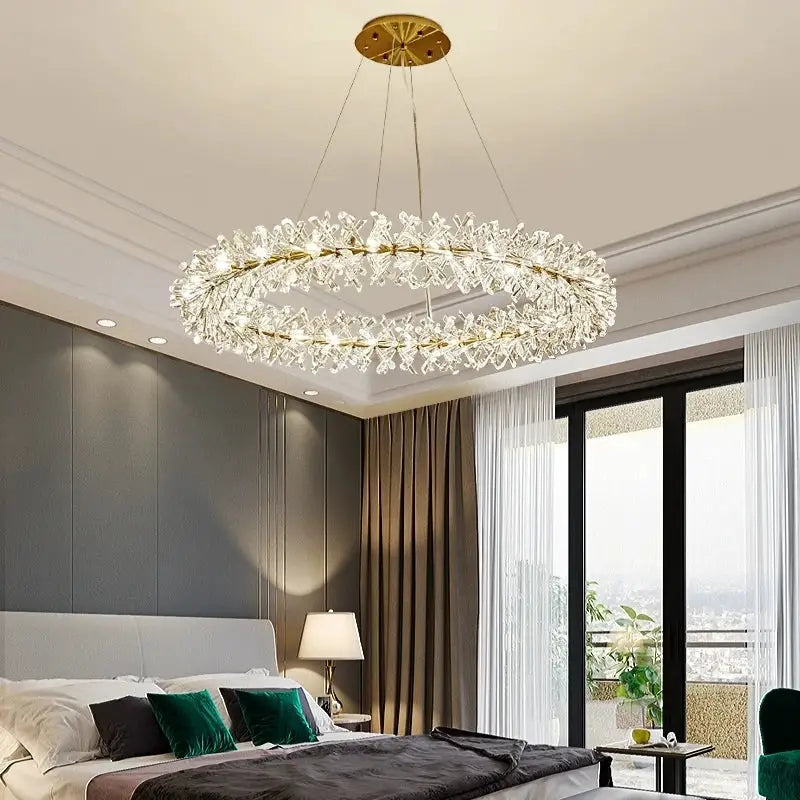 Gold Crystal Wire Dining Chandelier Light