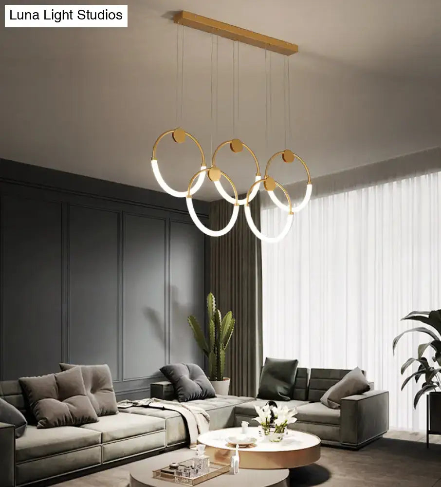 Gold Ring Acrylic Living Room Pendant Light
