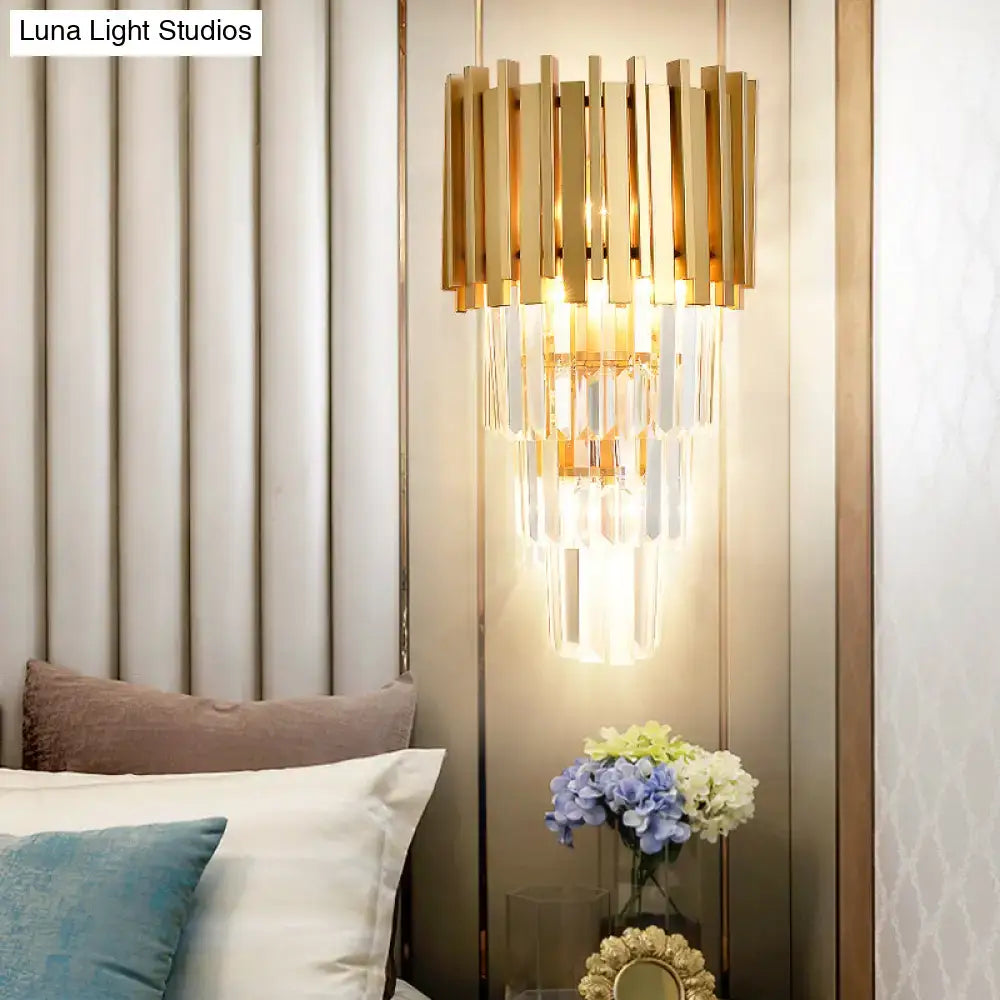 Gold Crystal Prism Wall Light for Dining Room