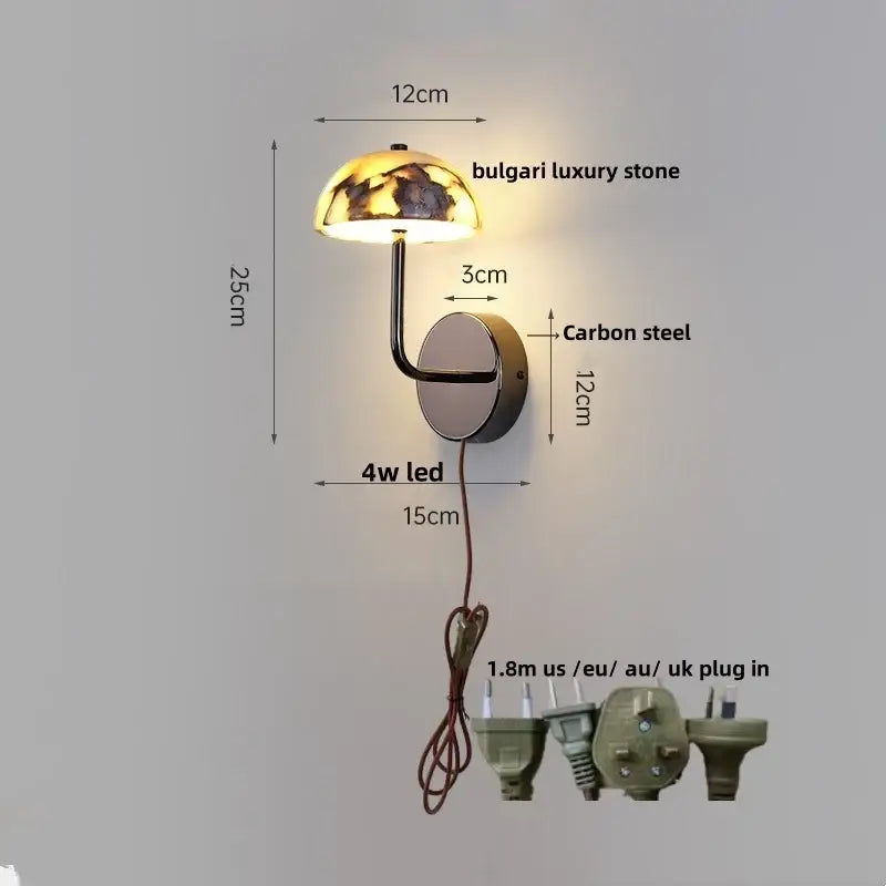 Gold Mushroom Wall Lamp