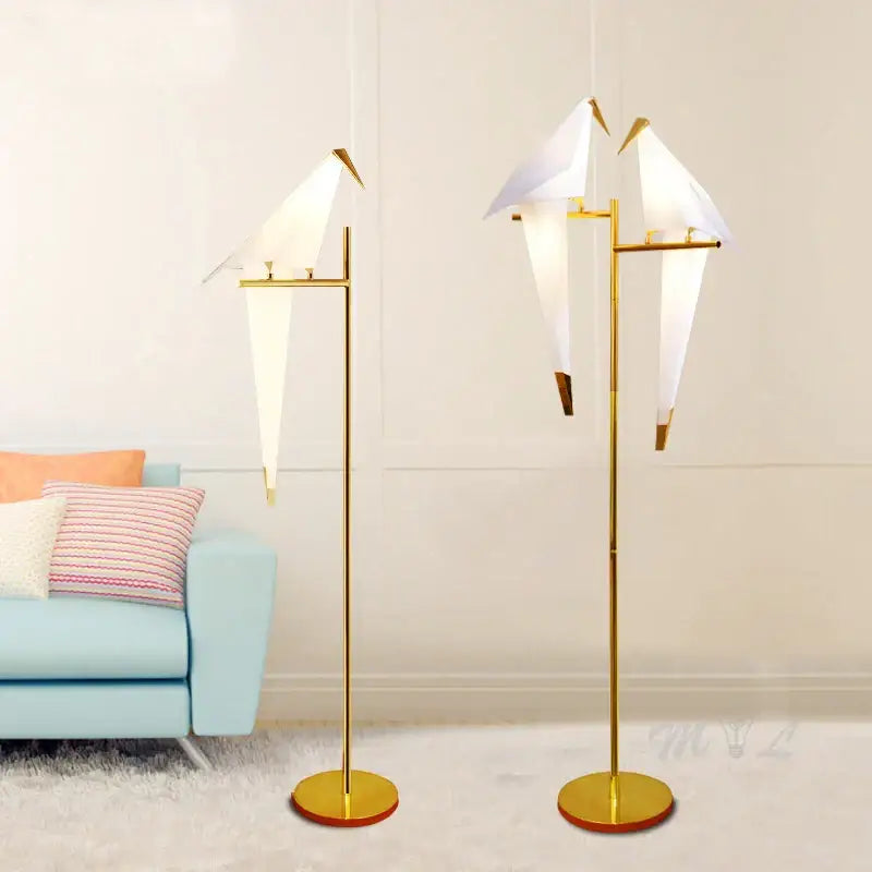 Gold Origami Bird Lamp