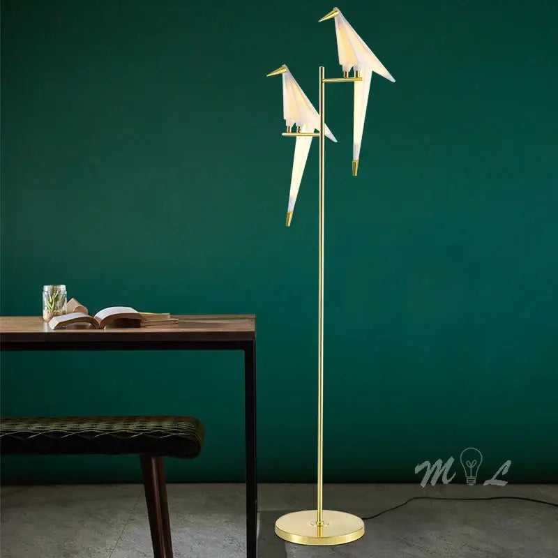 Gold Origami Bird Lamp