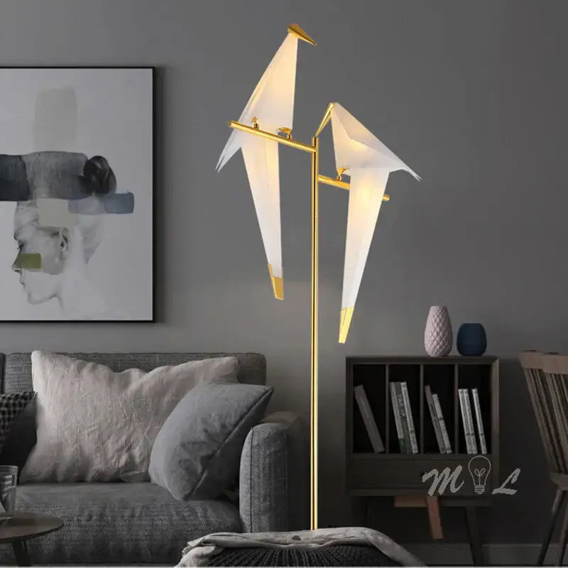 Gold Origami Bird Lamp