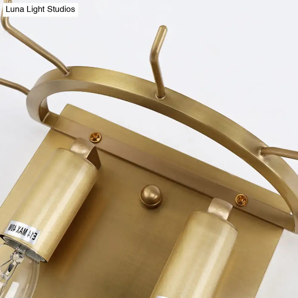 Gold Glass Wall Sconce Two-Light Cut Crystal