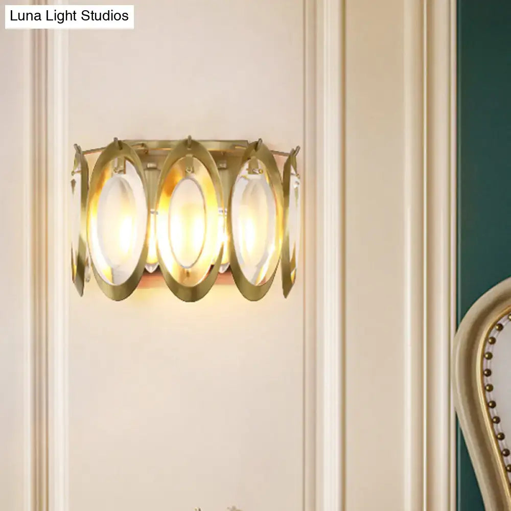 Gold Glass Wall Sconce Two-Light Cut Crystal