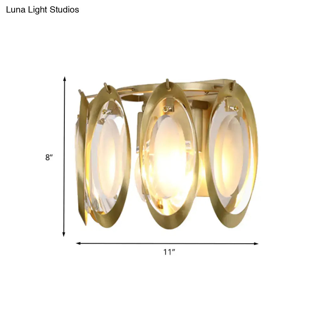 Gold Glass Wall Sconce Two-Light Cut Crystal