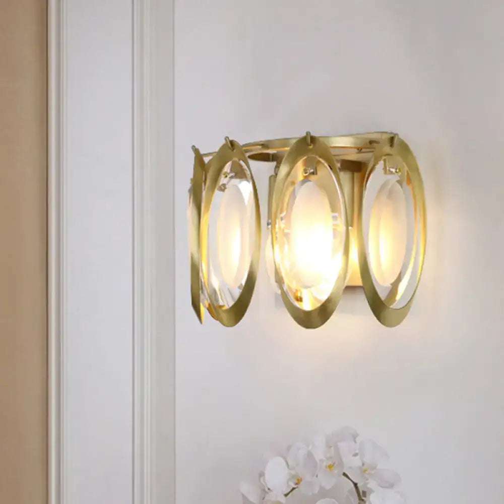 Gold Glass Wall Sconce Two-Light Cut Crystal