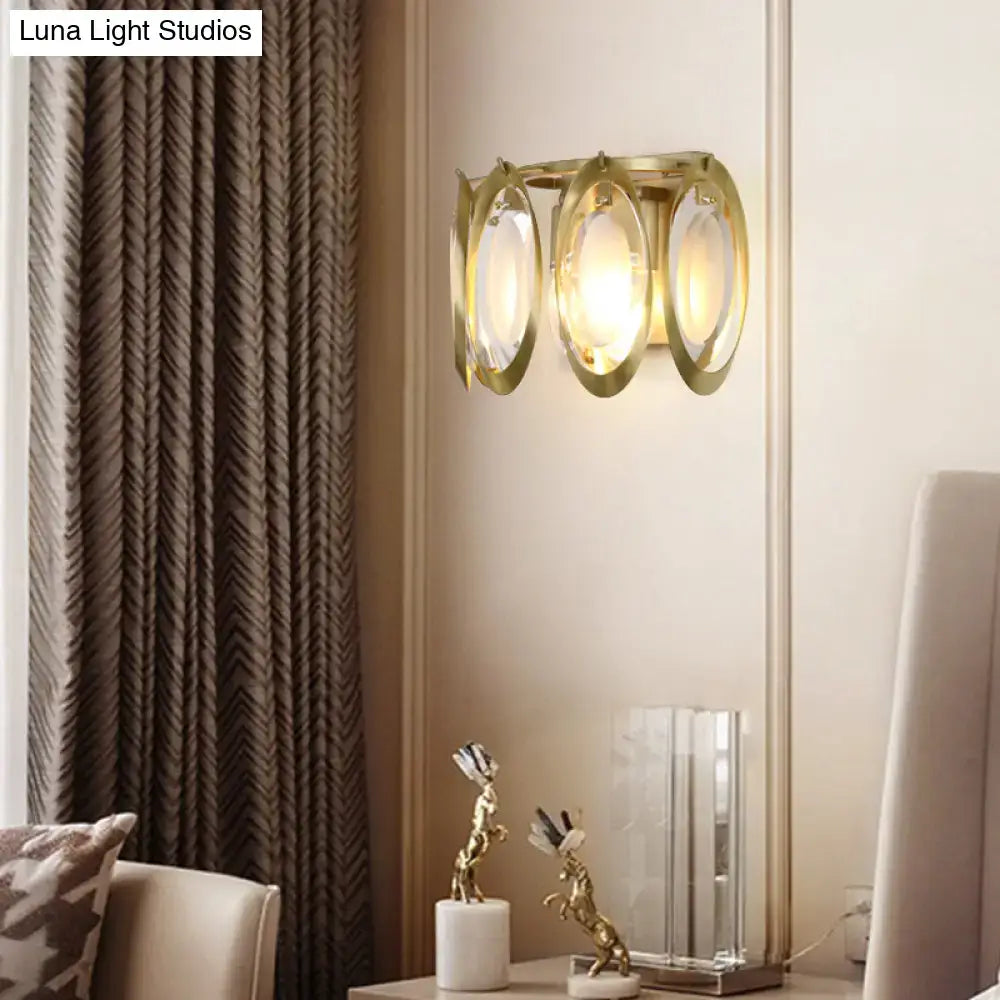Gold Glass Wall Sconce Two-Light Cut Crystal
