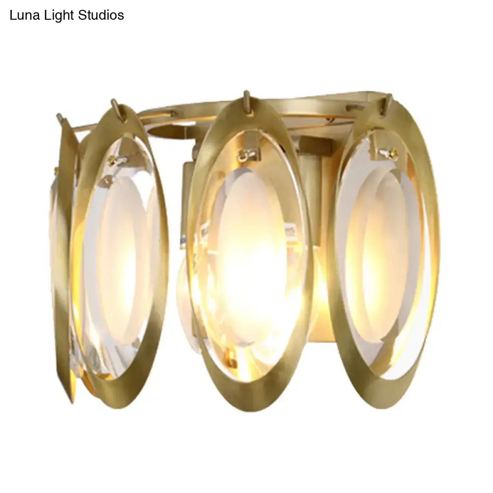 Gold Glass Wall Sconce Two-Light Cut Crystal