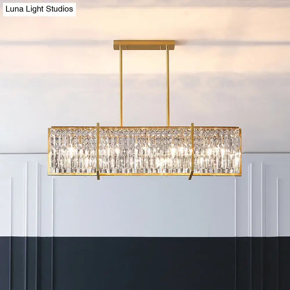 Gold Prismatic Crystal Five-Bulb Island Light