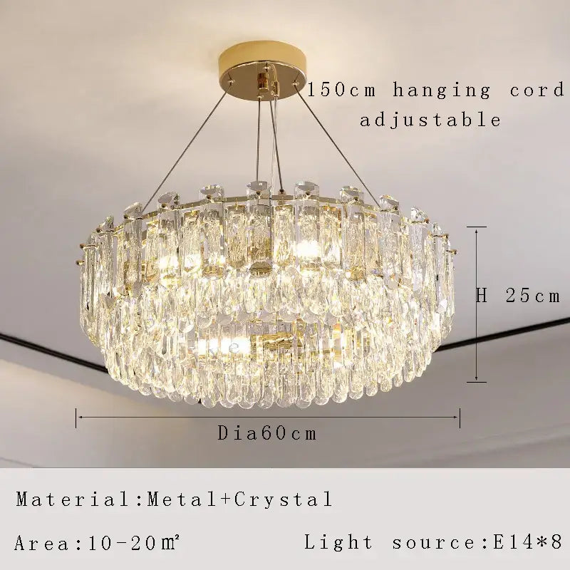 Gold Crystal 85cm Pendant Chandelier