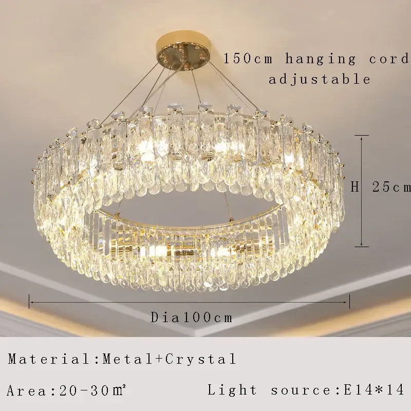 Gold Crystal 85cm Pendant Chandelier