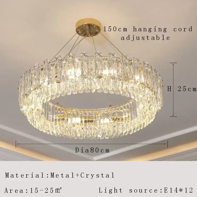 Gold Crystal 85cm Pendant Chandelier