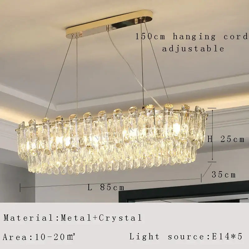 Gold Crystal 85cm Pendant Chandelier