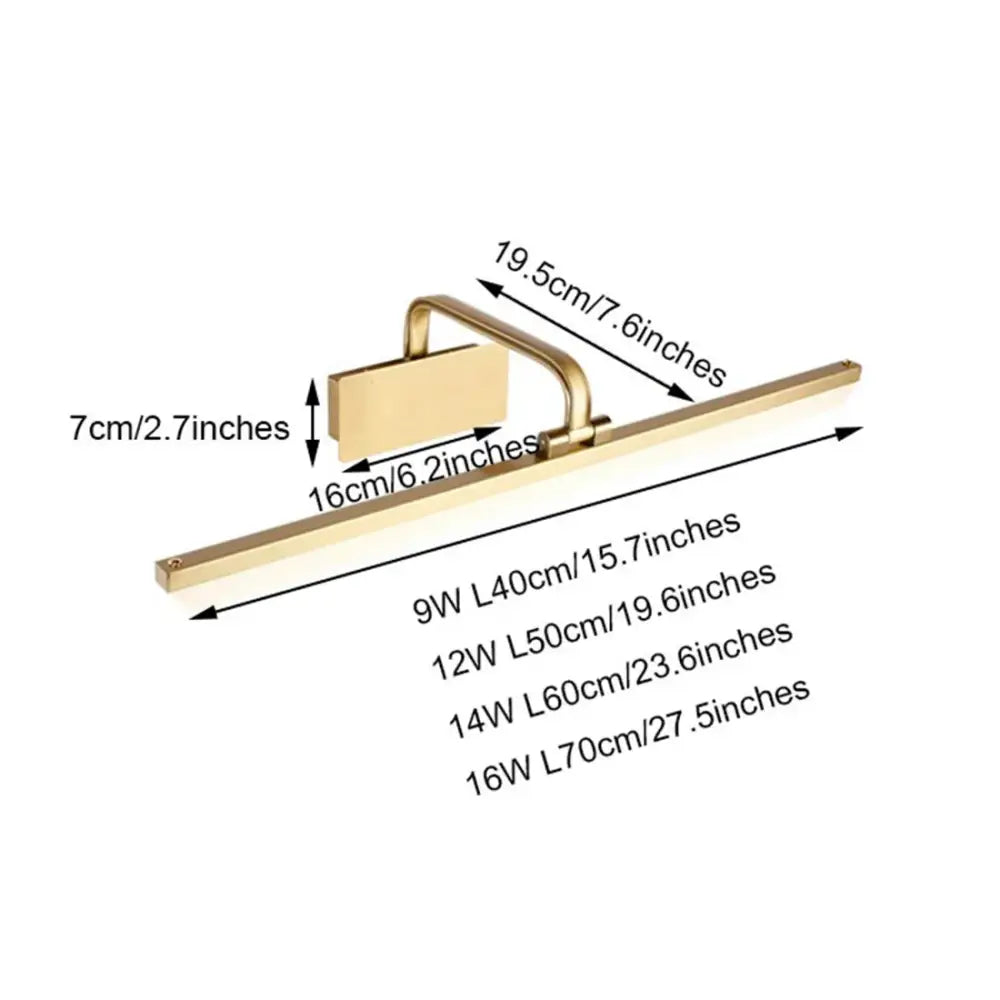 Gold LED Vanity Light 40-70cm Acrylic Finish