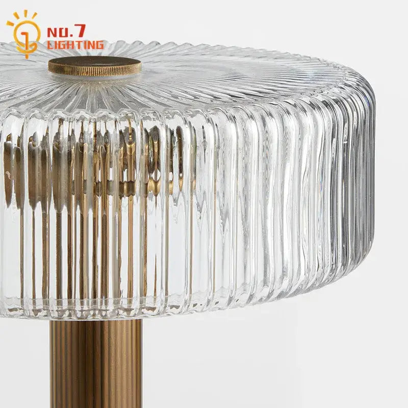 Gold Ribbed Glass Table Lamp