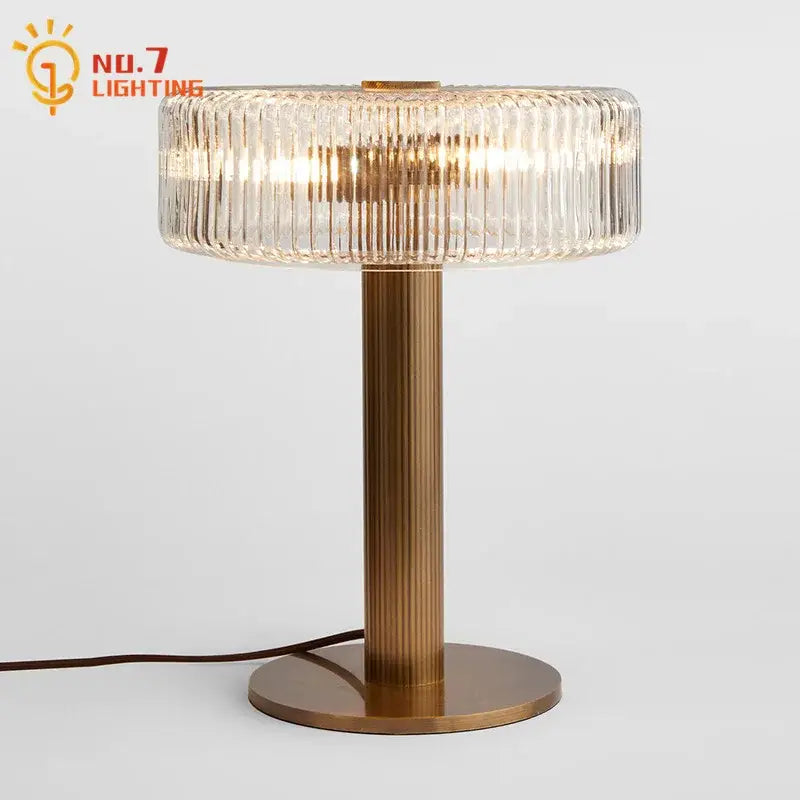 Gold Ribbed Glass Table Lamp