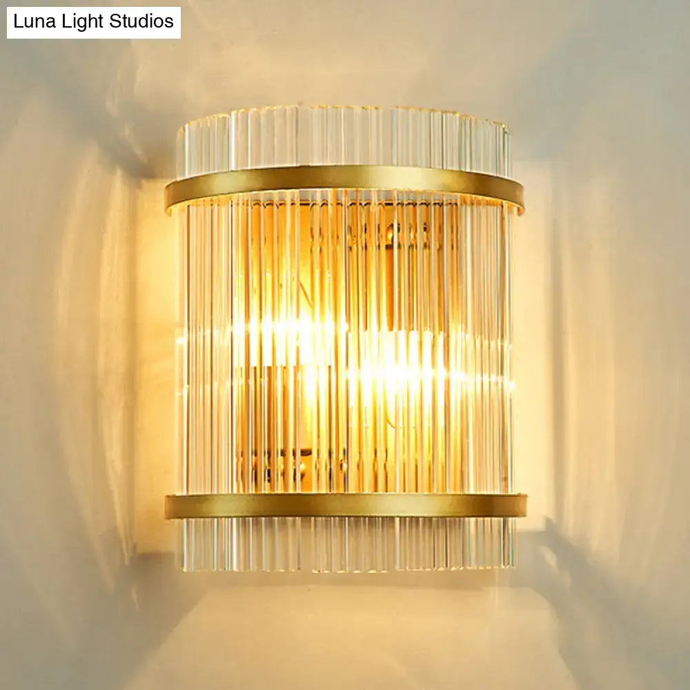 Gold Ribbed Glass Wall Sconce